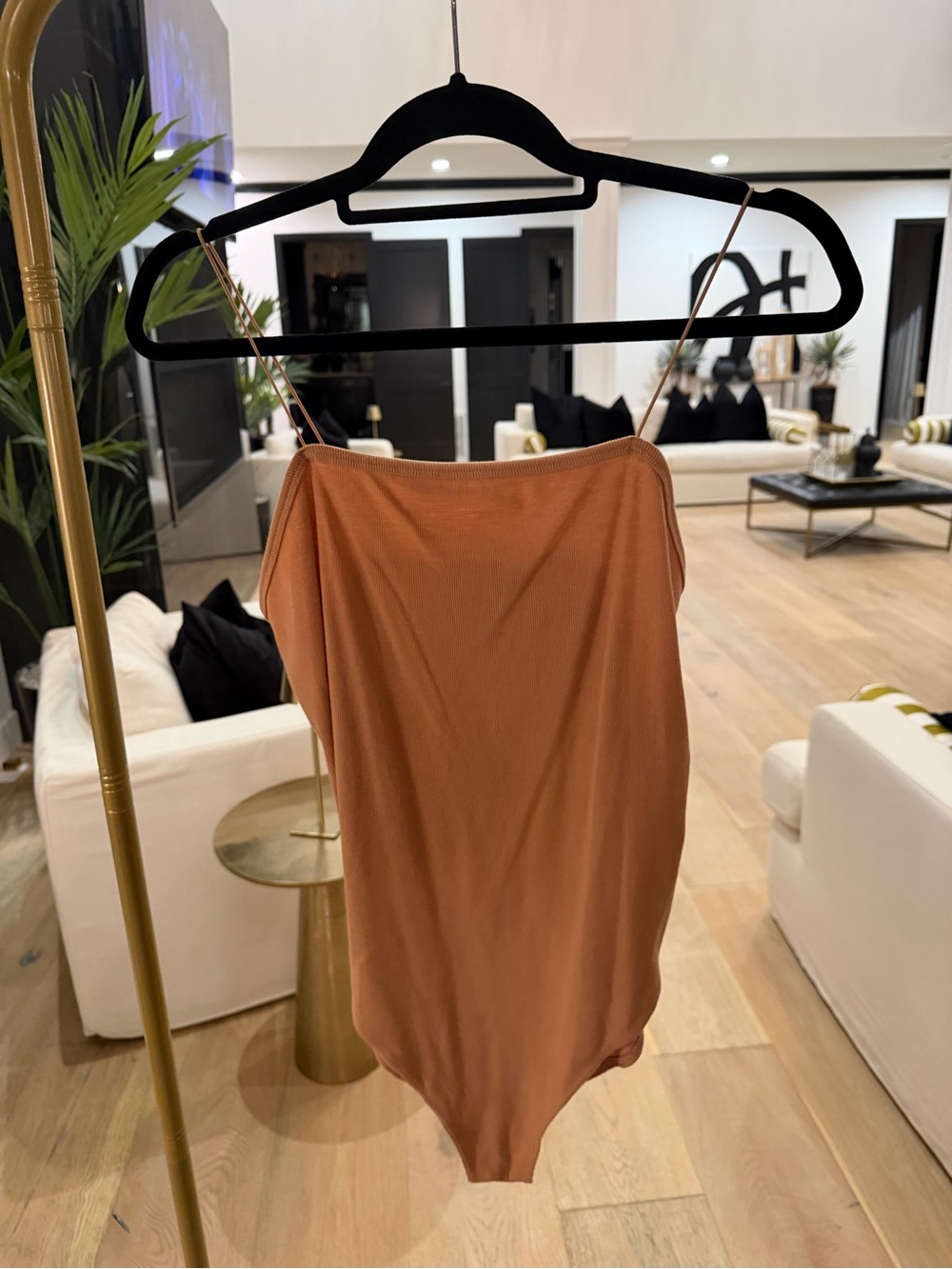 Rust Brown Spaghetti Strap Bodysuit